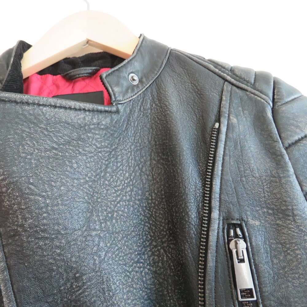BANANA REPUBLIC Faded Black Lamb Leather Moto Jacket - Size XS - Picture 10 of 16